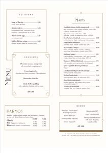 The Keys Yarm pre show food menu